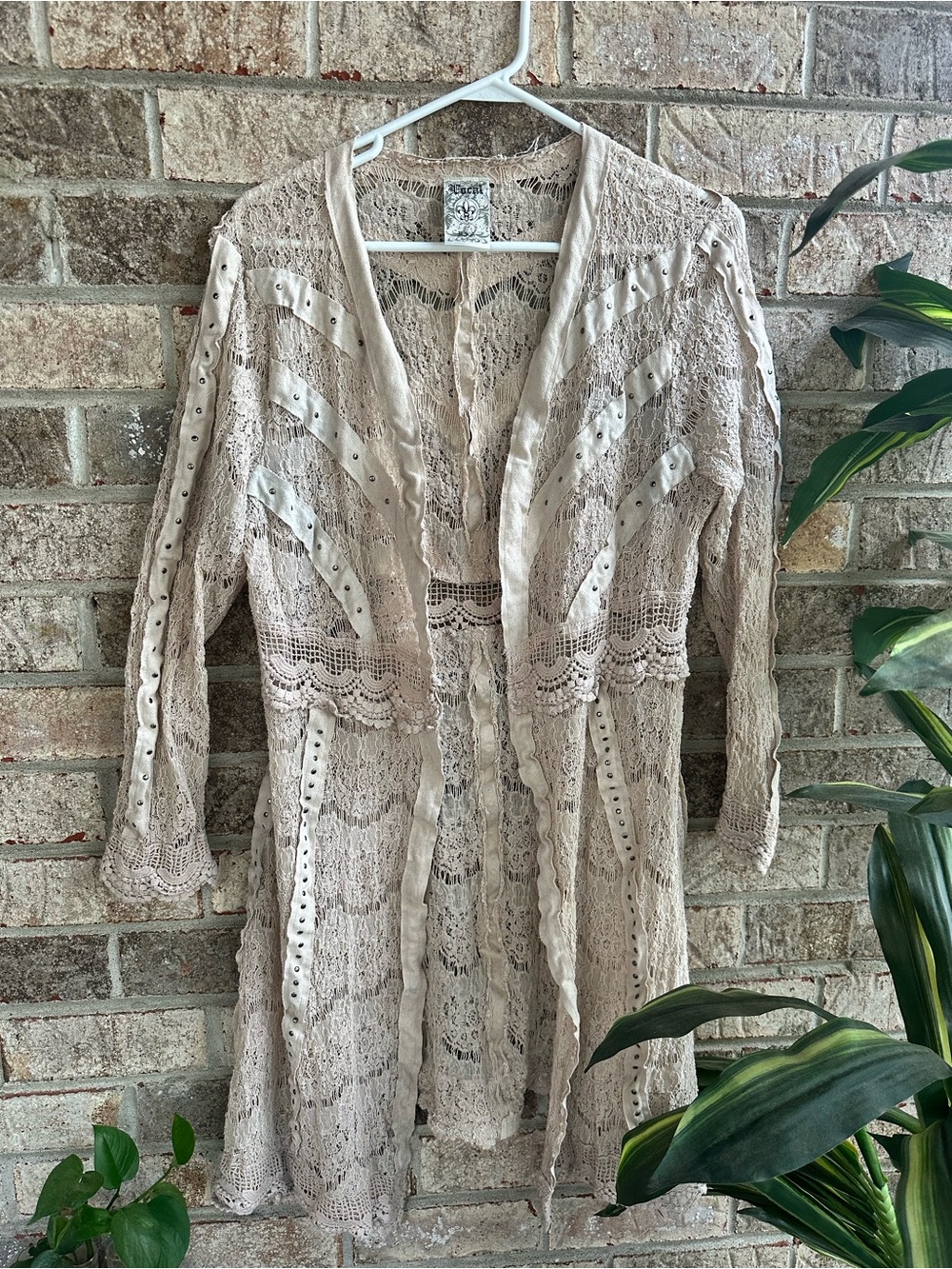 Vocal Shabby Chic Boho Crochet Lace Duster Cardigan or cover up.